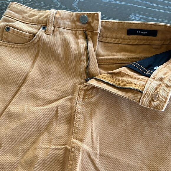 RVCA ROWDY 100% Cotton Light Orange/Tan Zip Up Skirt Raw Hem Women’s Size 27 - Picture 8 of 9